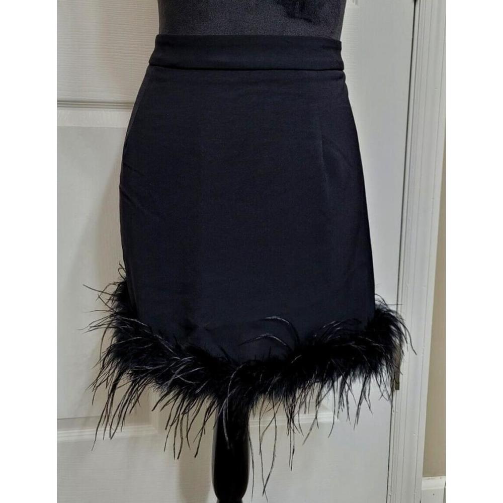 NWT Jodifl Black Feather Trim Skirt Size L